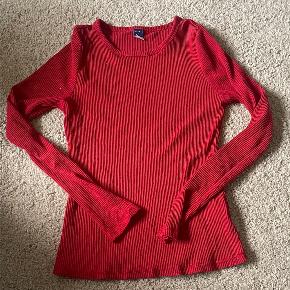 Old Navy Ribbed Long-Sleeve Top in Bright Red